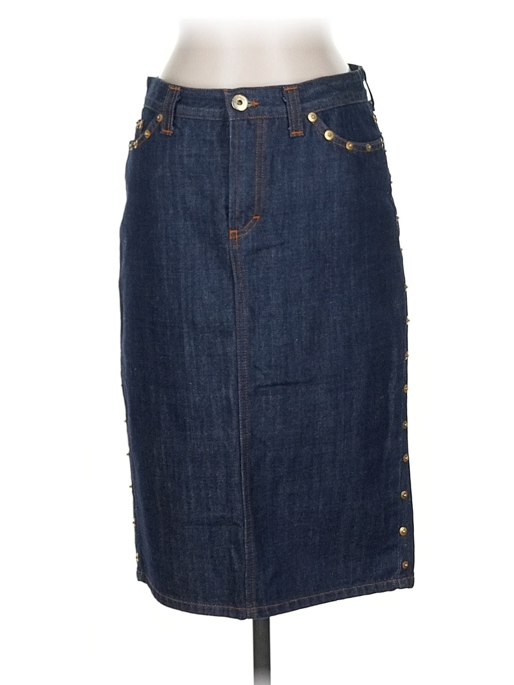 Dolce & Gabanna Dark Indigo Denim Pencil Skirt with Side Studs